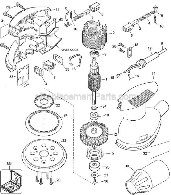 Page A Diagram and Parts List for RO100B Type 4 Black and Decker Sander Polisher
